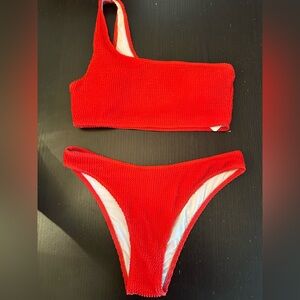 Vibrant Red One-Shoulder Bikini Set